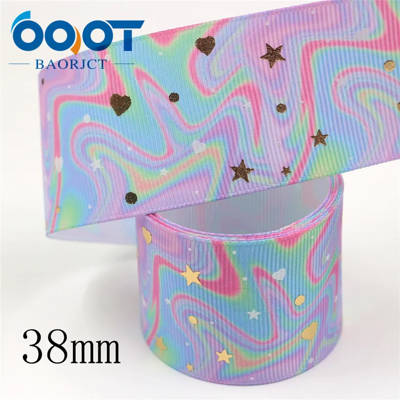 I-19916-2175 OOOT BAORJCT I-19916-2172, 38 мм, 5 ярдов Новые Флуоресцентные красочные печатные корсажные ленты, DIY головной убор ручной работы подарочная упаковка - Цвет: I-19916-2175