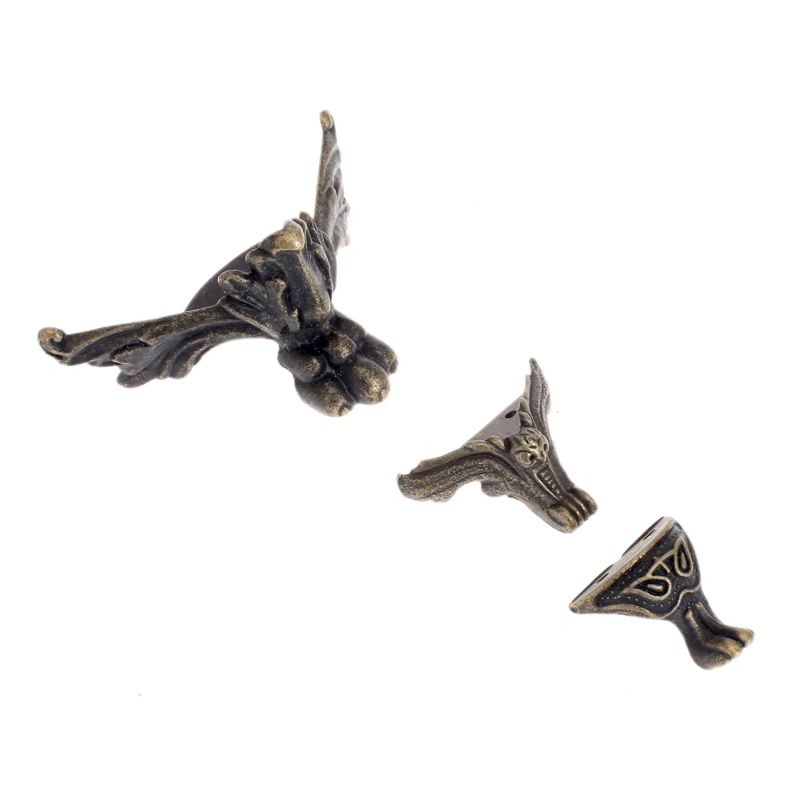 4Pcs Antique Bronze Corners Owl Bat shape Brackets Wood Box Feet Brass protector Jewelry Gift Leg Decorative Metal 3sizes - купить по