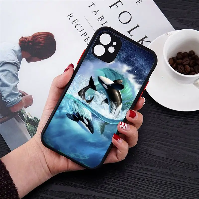 

Killer Whale Orca Watercolor Watercolor art pattern Phone Case matte transparent For iphone 7 8 11 12 plus mini x xs xr pro max