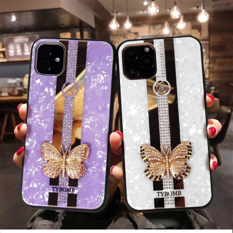

Luxury Creative Mirror Fashion 3D Inlaid butterfly Phone Case For iPhone X XR XS MAX 11 Pro Max Cover For iPhone 7 8 6 Plus Case