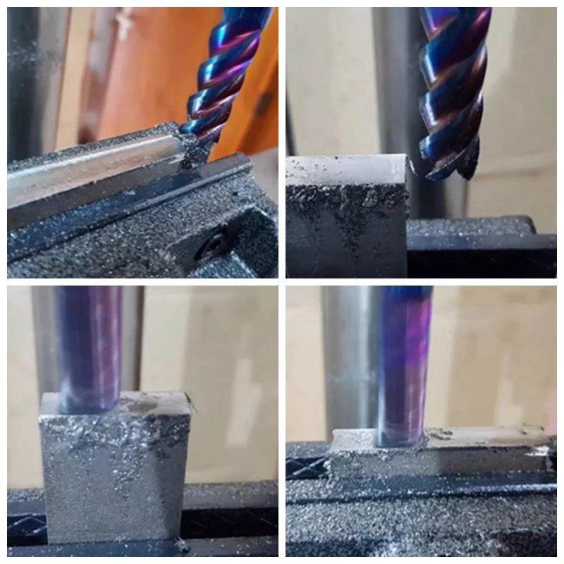 Концевые фрезы HRC65 с 4 канавками нано-синее покрытие концевые из вольфрамовой