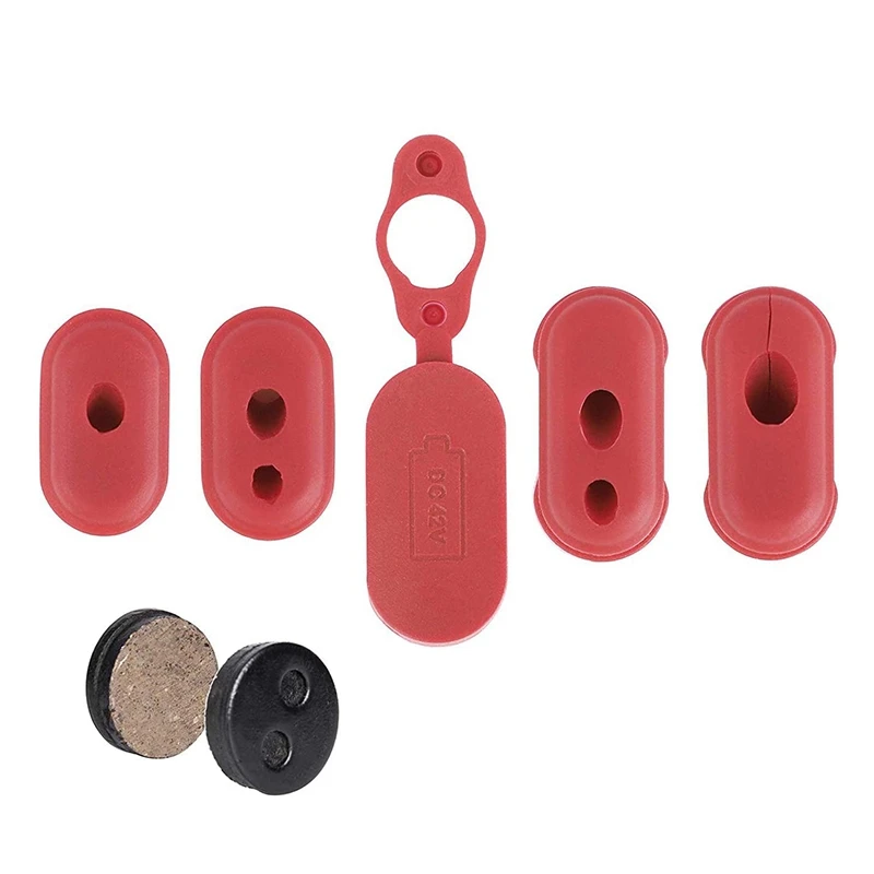 

Hot AD-Charge Port Cover Silicone Plug Red Charging Dust Silicone Plug with Brake Pads for XIAOMI M365 Electric Scooter