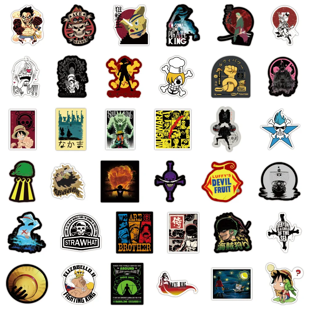 

100PCS One Piece Cartoon Stickers 2-3.2in PVC Waterproof Reusable Luggage Laptop Mobile Phone Special Decoration Cute Stickers