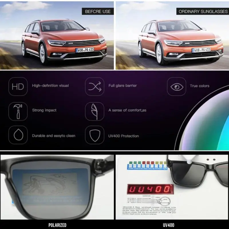 New Sports Riding Polarized Sunglasses European and American High Frame Night Outdoor Vision Quality Men Driving G8K3 |