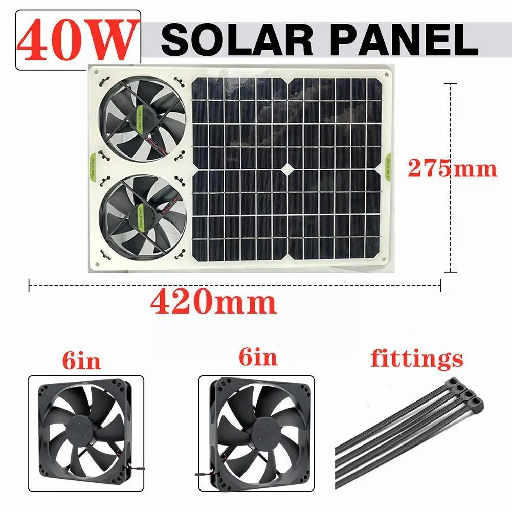 

Solar cooling fan 2Pcs 6inch Fan Cooling Outdoor Monocrystalline Household cooling tool panel solar silicon X5P6