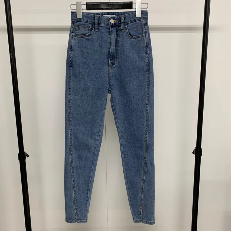 

High Waist Stretch Skinny Women Jeans Pants 2020 New Split Cuff Female Pencil Jeans Women Streetwear Denim Jeans Trousers 752A