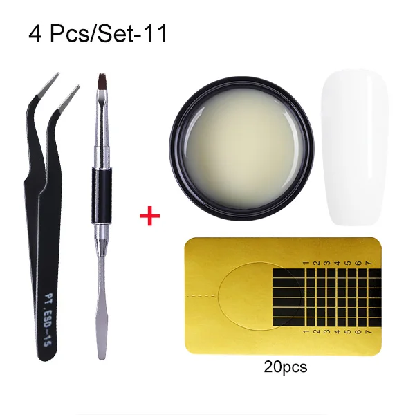 set-11 LEMOOC, 5 г, удлиняющий гель, полупрозрачный клей для нейл-арта, УФ-гель для наращивания ногтей, Гель-лак для ногтей, акриловые кончики - Цвет: set-11