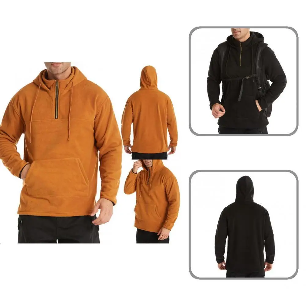 

Autumn Winter Stylish Windproof Zipper Hoodie Male Hoodie Drawstring for Travel