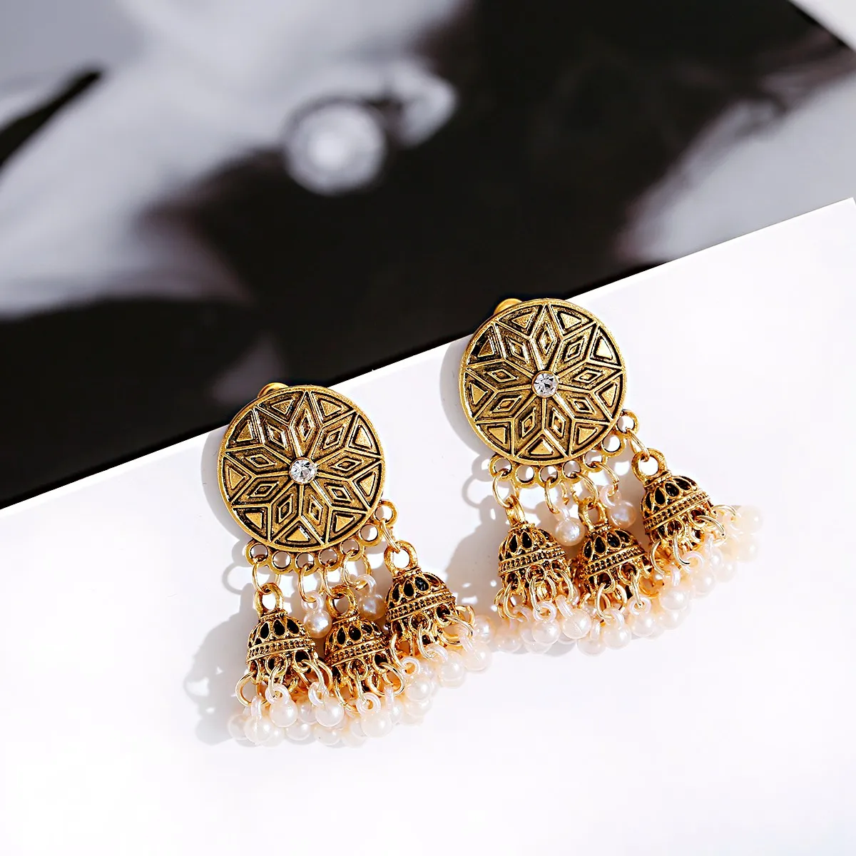 Женские серьги-колокольчики Jhumka индийские украшения жемчужные серьги для