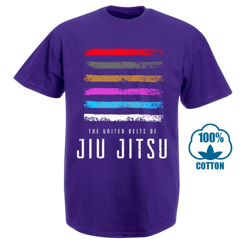 Bjj Пояс Ранг Мужская футболка для джиу джитсу - Цвет: Фиолетовый