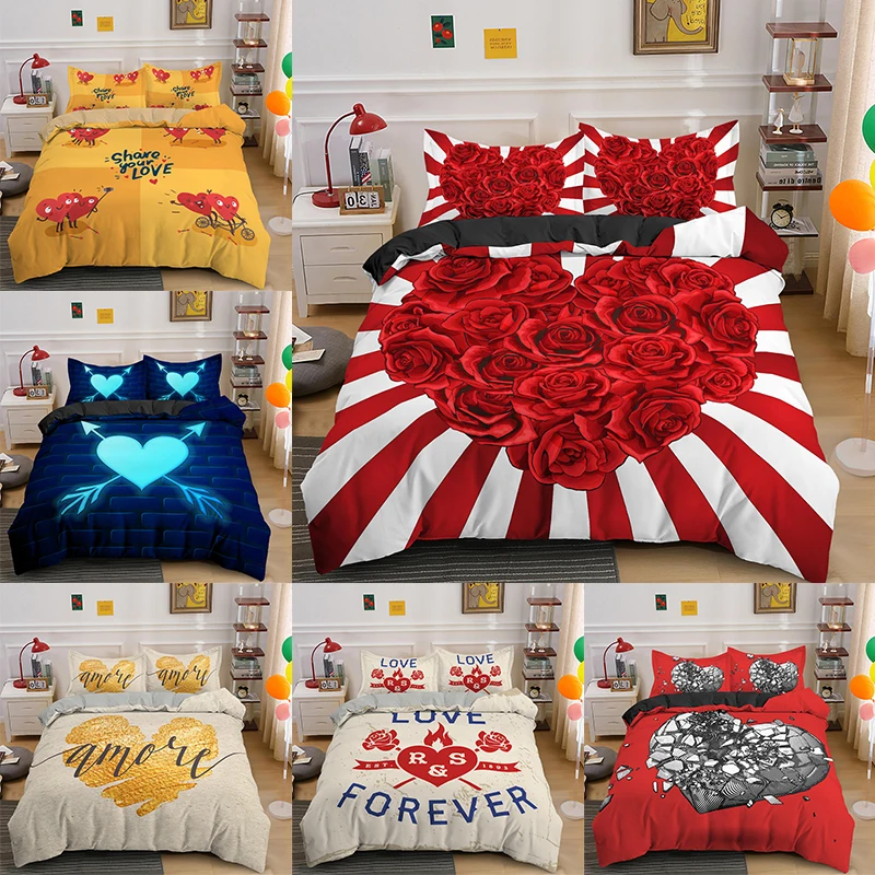 Комплект роскошного постельного белья с пододеяльником в виде сердца