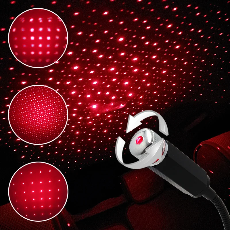 

USB Adjustable Multiple Lighting Effects Car Roof Star Night Light Projector Atmosphere Galaxy Lamp Decorative Starry Sky Light