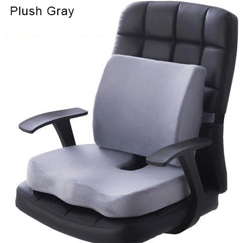 Plush Gray 2 шт. ортопедические пены памяти Автомобильное сиденье Подушка задняя подушка набор медленный отскок для офисного стула поддержка талии копчик облегчение боли - Цвет: Plush Gray