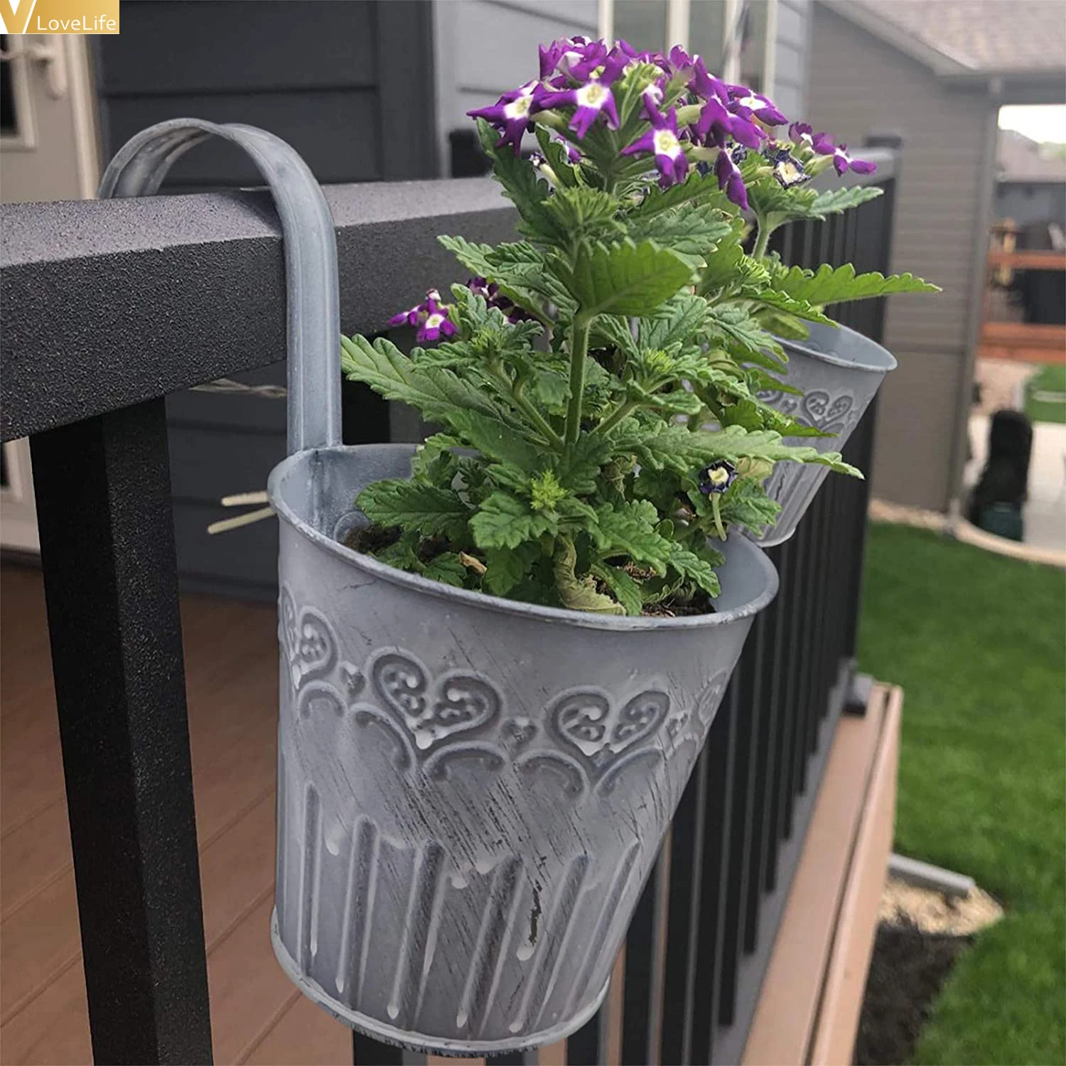 

5pcs Vintage Fence Hanging Flower Pots Iron Hanging Flower Bucket With Hook Pots For Plants Home Garden Decoration