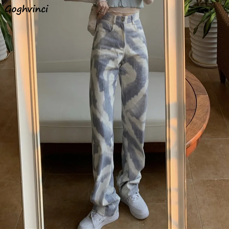 

Jeans Women Tie Dye Design Cool Girls BF Fashion Pockets Washed Ulzzang Chic All-match Hip Hop Punk High Waist Denim Loose New