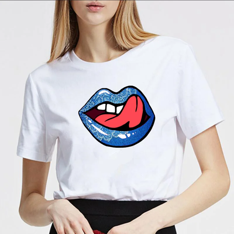 

Ladies Short Sleeve T-shirt Cotton Tops Summer New Plus Size Loose Funny Tees Shirt Female Cartoon Color Printing Tshirts