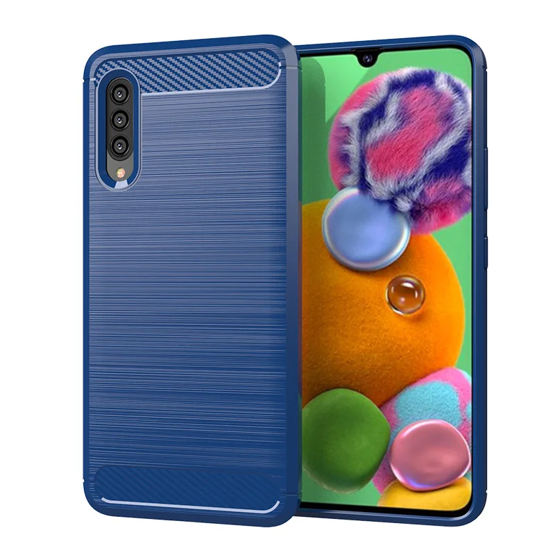 

Soft Carbon Fiber Shockproof Bumper For Samsung Galaxy A90 5G Full Protection Silicone Cover For Galaxy A90 5G