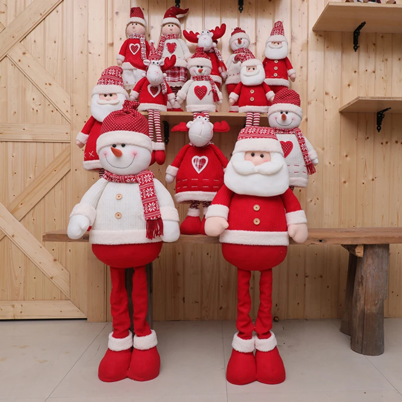 Mu&ntilde;ecos de Navidad retr&aacute;ctiles para ni&ntilde;os, figuritas de Pap&aacute; Noel, mu&ntilde;eco de nieve, alce, regalo de Navidad, adorno rojo para &aacute;rbol de Navidad-1