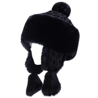 women winter bomber hats faux rabbit fur earflaps hat wool beanies russian ushanka snow ski cap