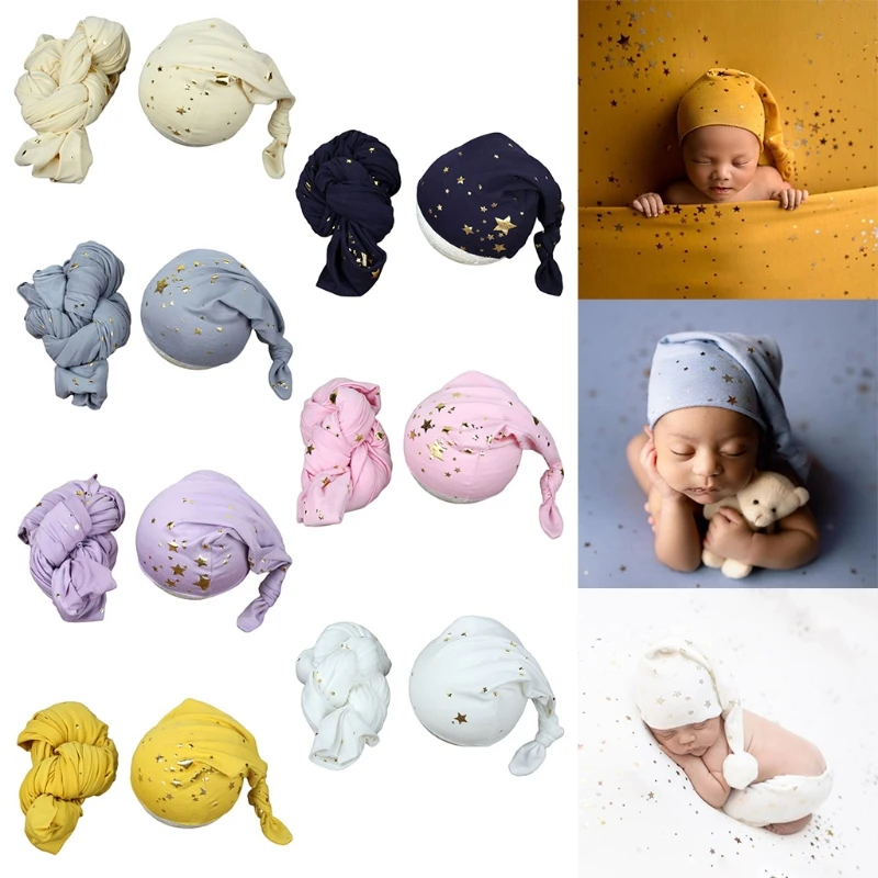 

Baby Knot Tail Starry Sky Hat Newborn Photography Props Infants Beanies for Photo Shooting Posing