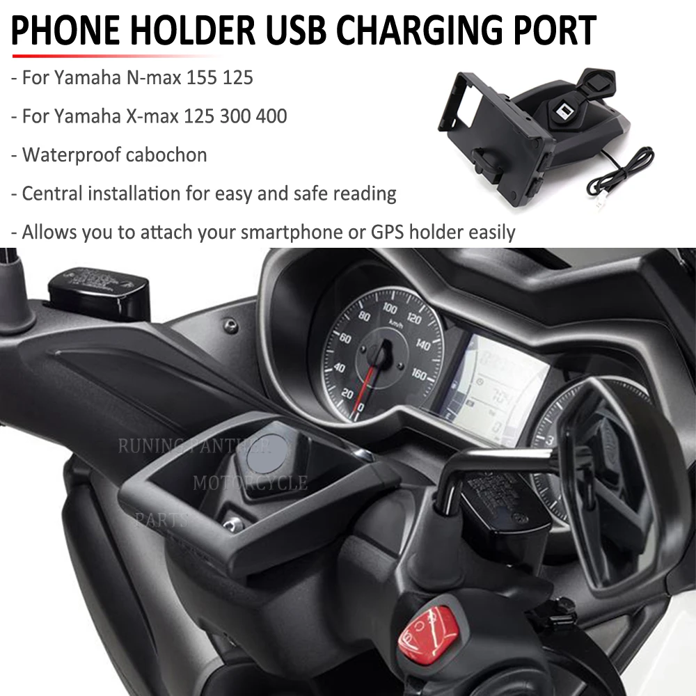 for yamaha xmax nmax 125 x max 300 400 n max 155 motorcycle gps phone navigation bracket wireless usb charging port holder mount free global shipping