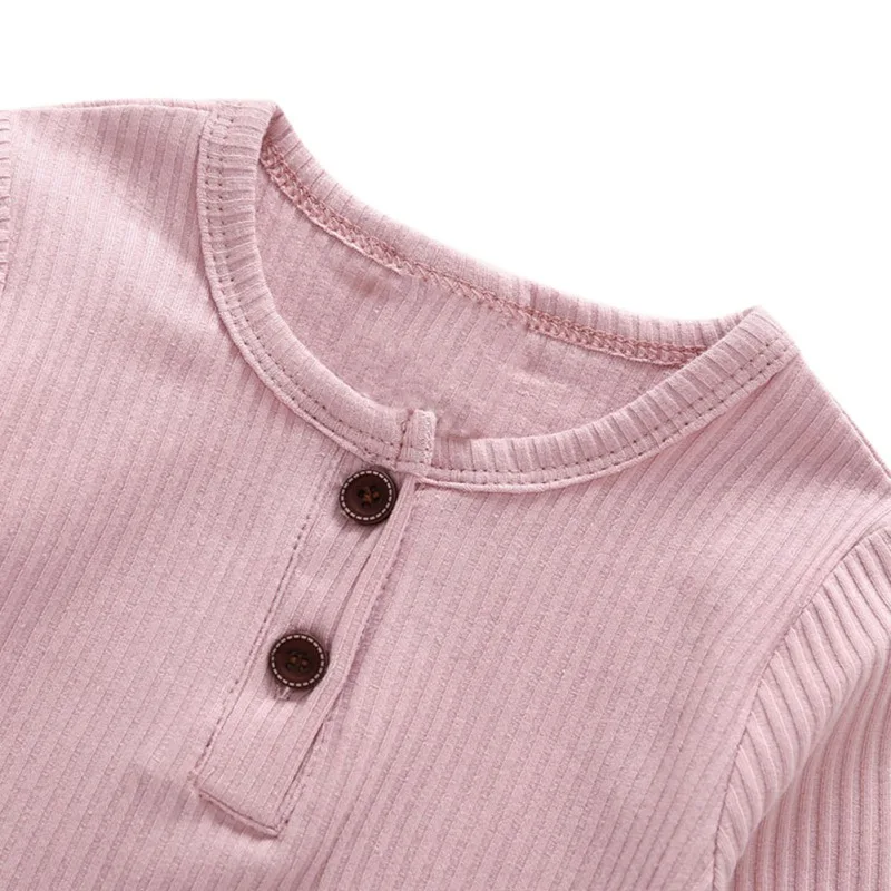 

Toddler Baby Girls Romper Cotton Clothes Basic Pure Color Outfit Long Sleeve Cotton Romper Autumn Baby Clothing 0-18M