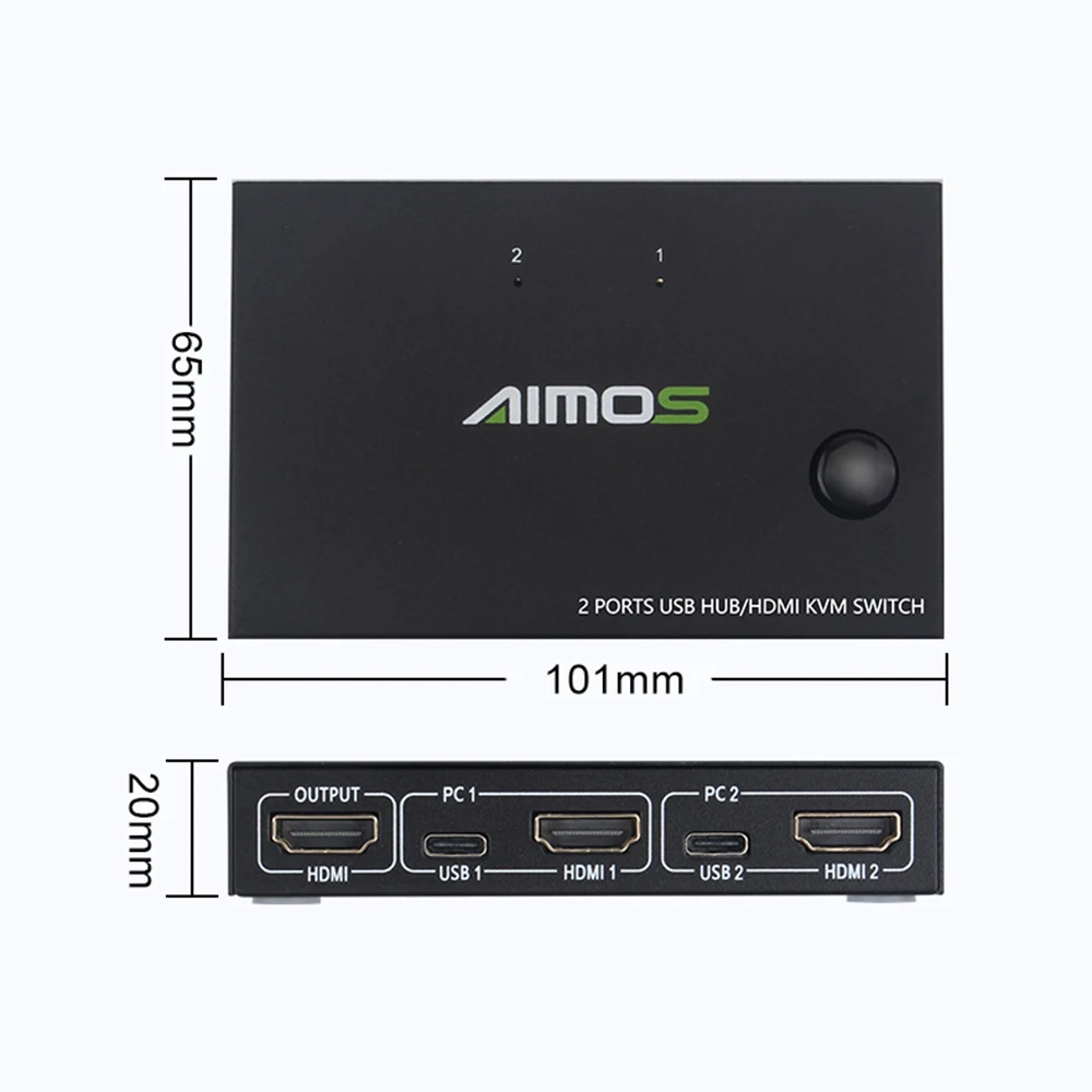 TOMLOV HDMI KVM Переключатель концентратор 2 порта для ПК совместное использование 1
