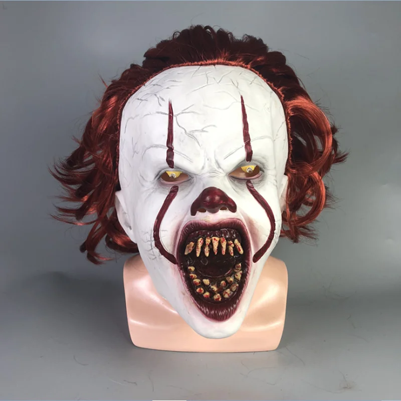 

Horror Clown Joker Mask Stephen King's Mask Pennywise The eyes will shine Clown Latex Mask Halloween Cosplay Props costume party