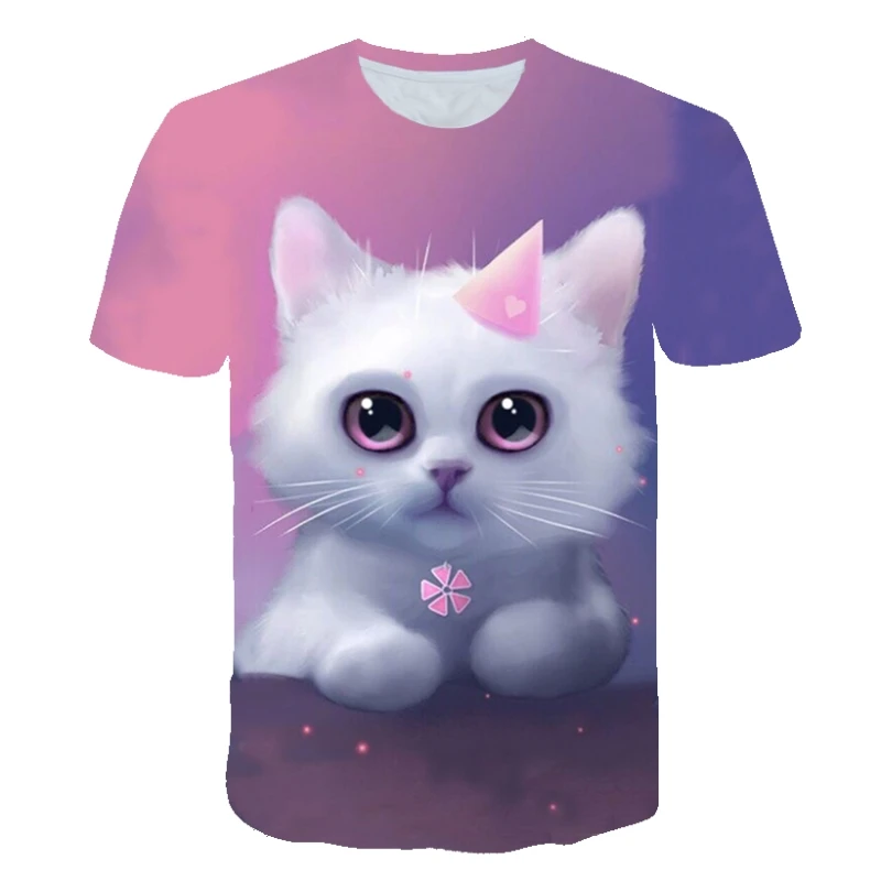 

Cartoon Animal Print T-Shirt Funny Hip-Hop Starry Sky Tiger 3D Printing Harajuku Style O-Neck Loose Comfortable Plus Size Top