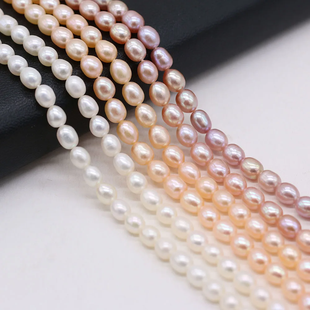 

Natural Freshwater Pearl Beads 5-6mm Rice Shape Punch Loose Spacer Bead Pearls for Making DIY Charms Necklace Bracelet Jewelry