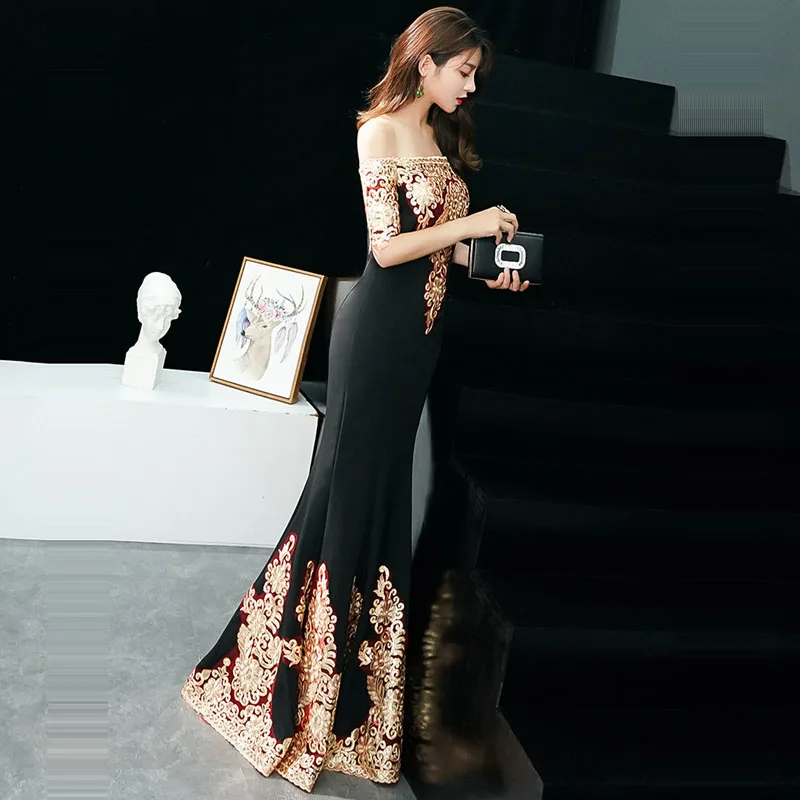 Женское вечернее платье It's Yiiya длинное облегающее с коротким рукавом и вырезом