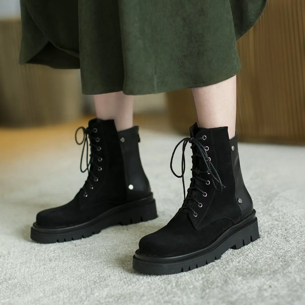 Коллекция осень зима Женские ботинки из 100% натуральной кожи Ботинки Martin воловьей