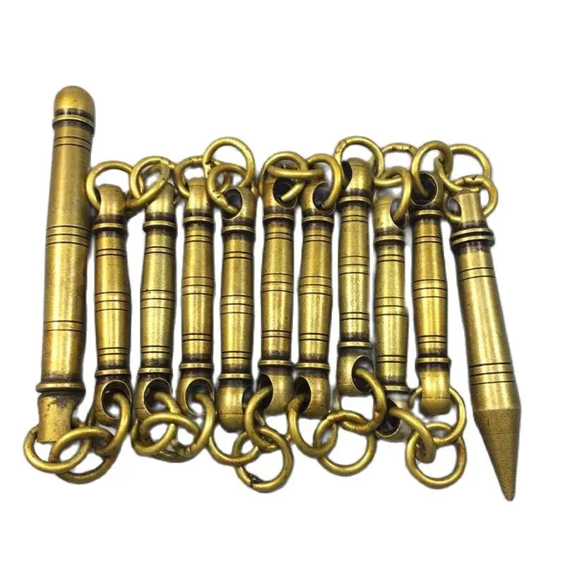 

Chinese Old Copper Collection Pure Copper Nine-Section Whip