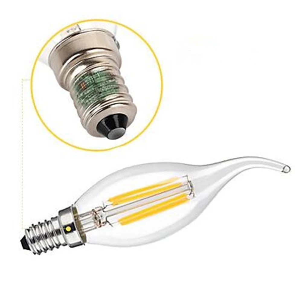 

5PCS Led Filament Bulb Home Lighting Retro 2W/4W/6We14 Small Screw Tip Bulb Tungsten Wire Warm Yellow Light Edison Candle Bulb
