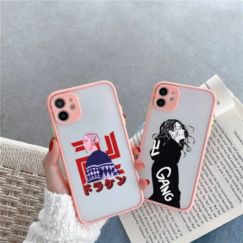 

Tokyo revengers Phone Case For iPhone 12 11 Mini Pro XR XS Max 7 8 Plus X Matte transparent Pink Back Cover