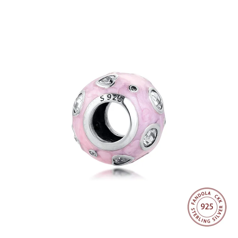 100% 925 пробы серебряные перламутровые Розовые мечты шармы бусины для изготовления
