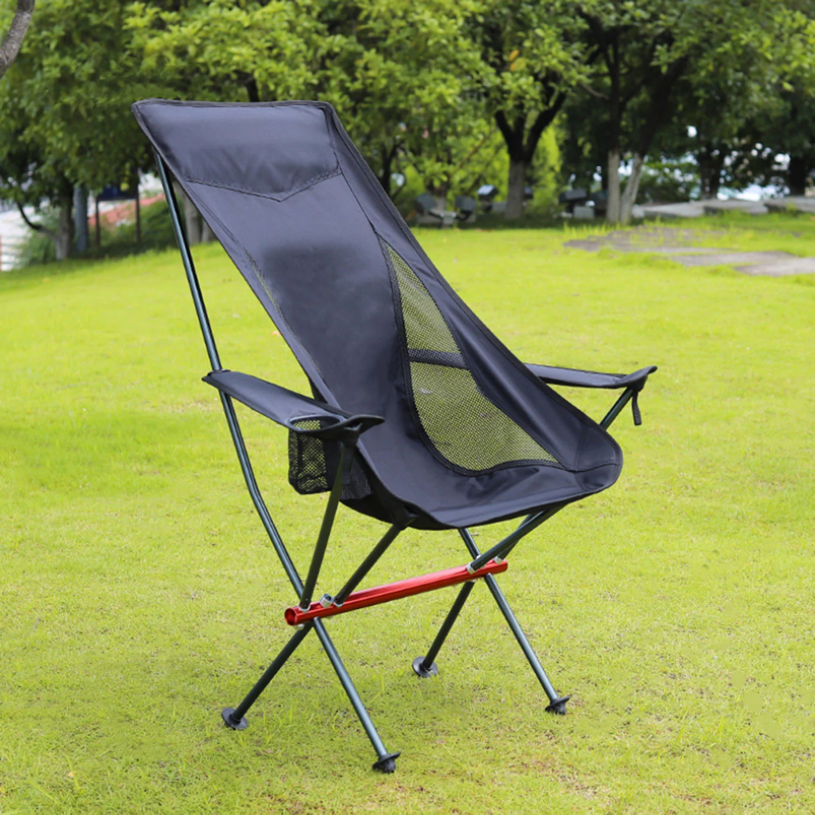 저렴한 야외 캠핑 접이식 의자 자가 운전 여행 동반 휴대용 헤비 듀티 레저 의자 컵 홀더 높이