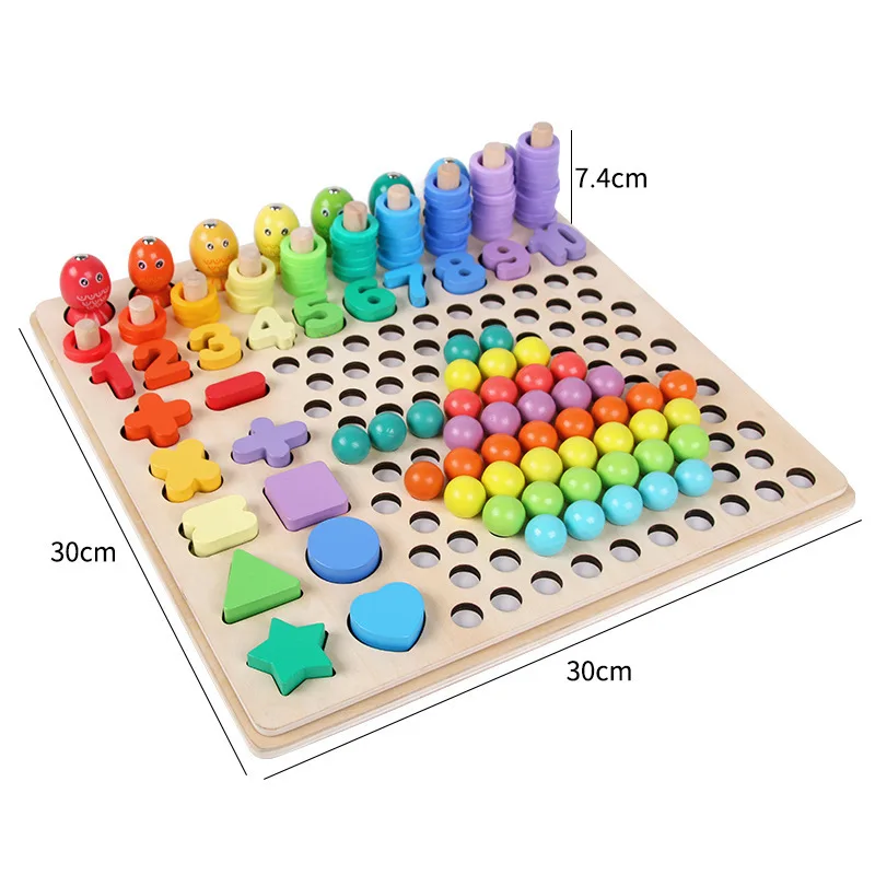 

Children Wooden Toys fishing memory chess Toddlers Matching Game clip beads Magnetic Fishing Game Early Learning Educational Toy