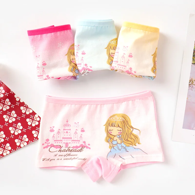 4pcs/lot Infant Kids Girl Clothes Girls Underwear Children Panties Boxer Panty Briefs Teenagers For 2-10Y Cartoon Cat Underpants | Детская