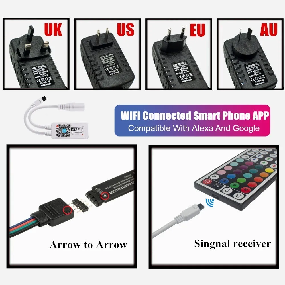 

LED Strips Light WIFI Smart Controller Flexible RGB String 5050 2835 Decor Tape For Decoration Home Bedroom Decor Bluetooth Lamp