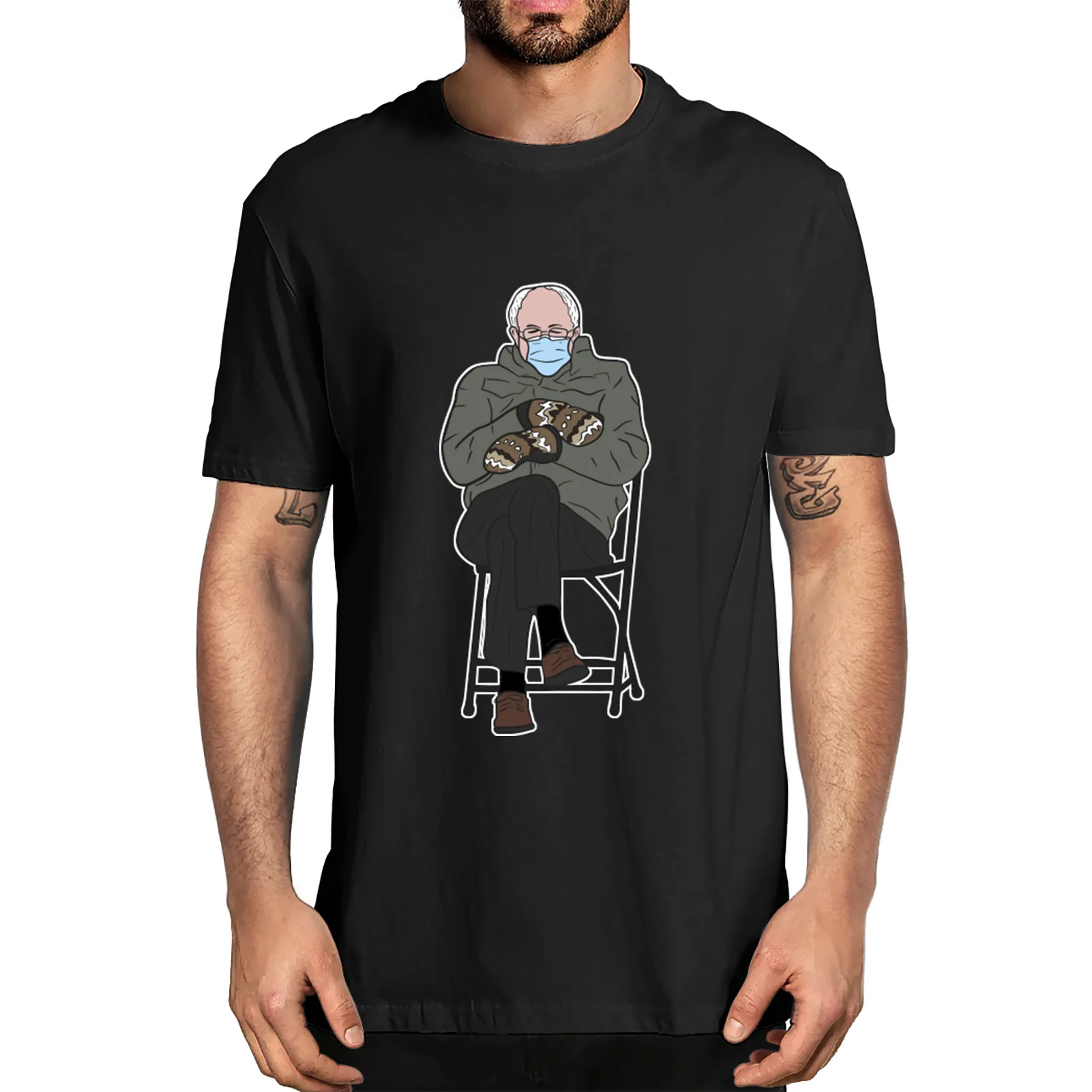 Футболка унисекс с эмблемой Берни Сандера забавные варежки Grumpy Sanders 100% хлопок