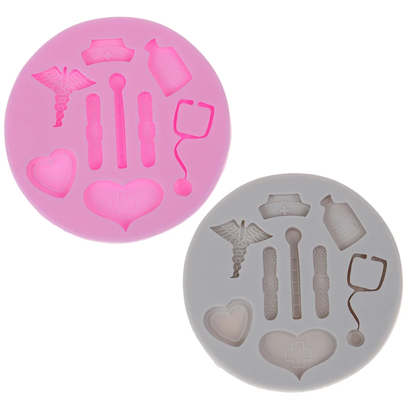 Cupcake Fondant Tool Mould Cake Tools Nurse Themed Medical Hat Bottle Heart Medicine Silicone Mold Decorating | Дом и сад