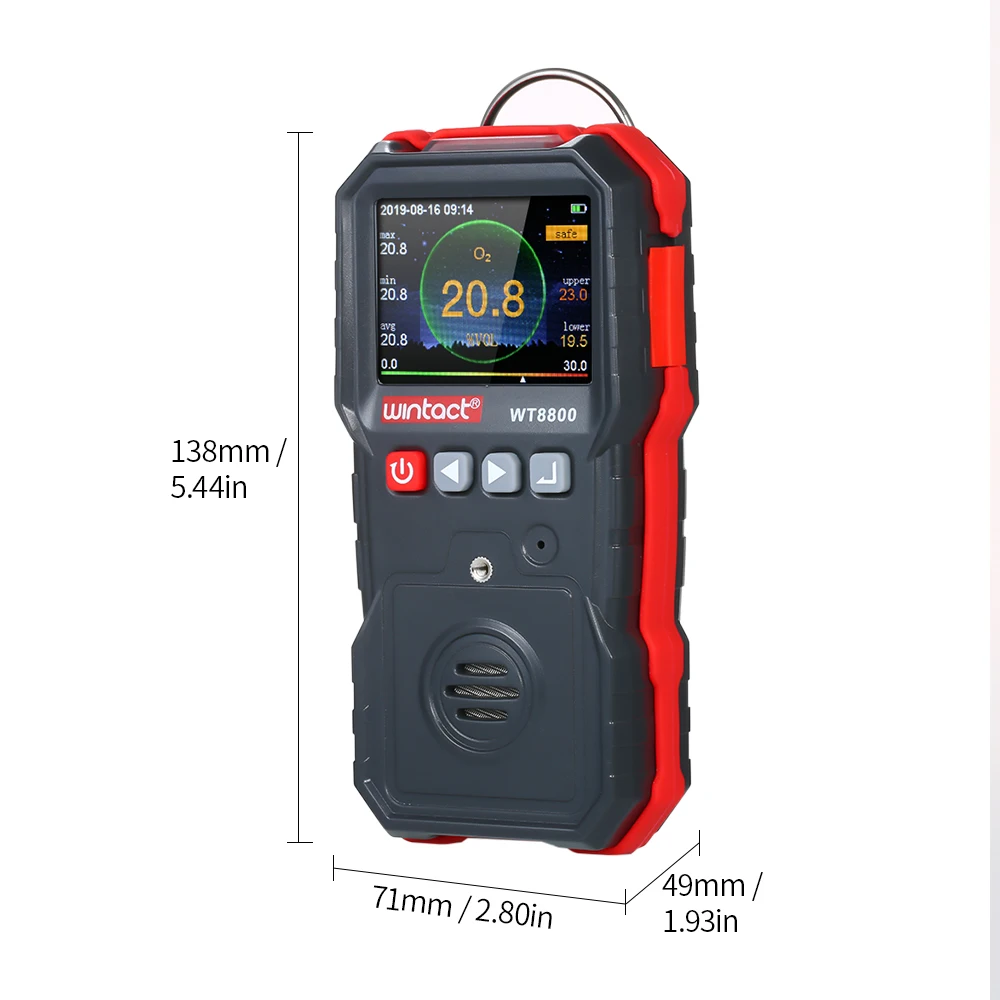 

wintact High Precision Oxygen Meter Professional Oxygen(O2) Concentration Detector with 120000 Data Logging Vibration Alarm