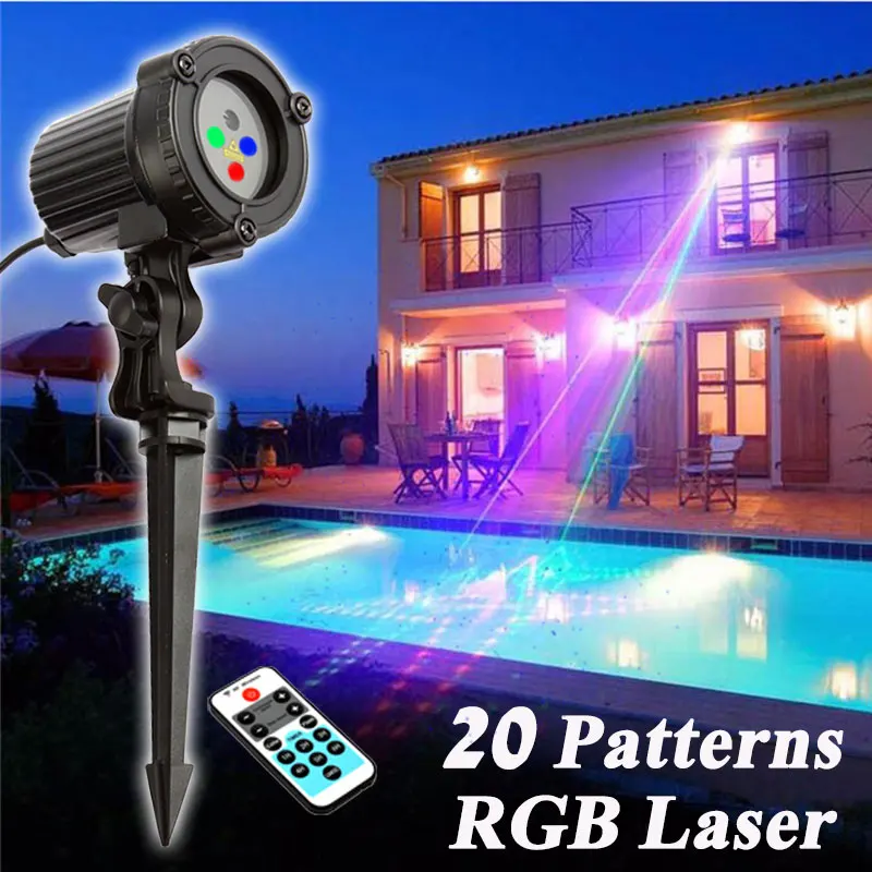 RGB 20 моделей Рождественские огни Открытый лазерный проектор сад пейзаж фестиваль