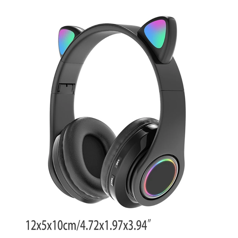 

Bluetooth 5.0 Wireless Cat Rabbit Ear Headset Colorful Wireless/Wired Mode Cat