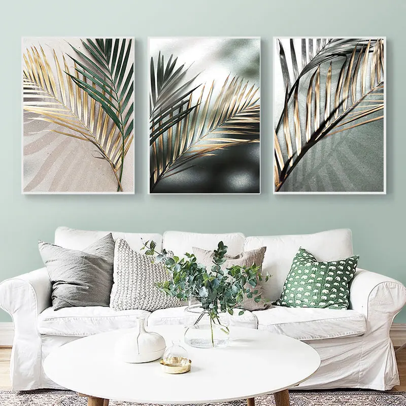 

Скандинавская декорация, картина, домашний декор, Золотая пальма, растения, холст, живопись, ботаническая Скандинавская Настенная картина, ...