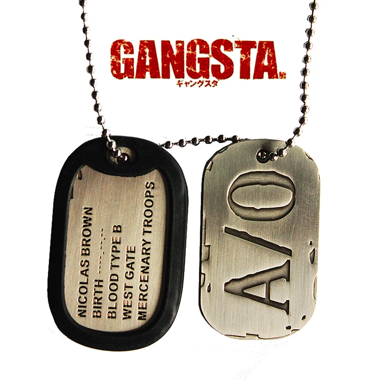 Аниме GANGSTA Николас Браун Военная Карта Ожерелье Подвеска собака бирка