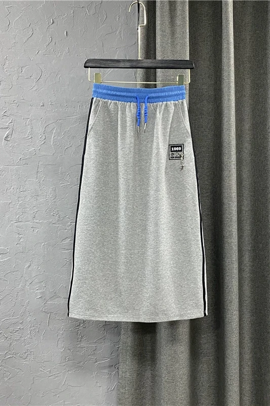 

Contrast Color Side Slimming Sports Skirt Women's Skirt Summer New Fashionable with Side Slit Fashion Long Skirt Women