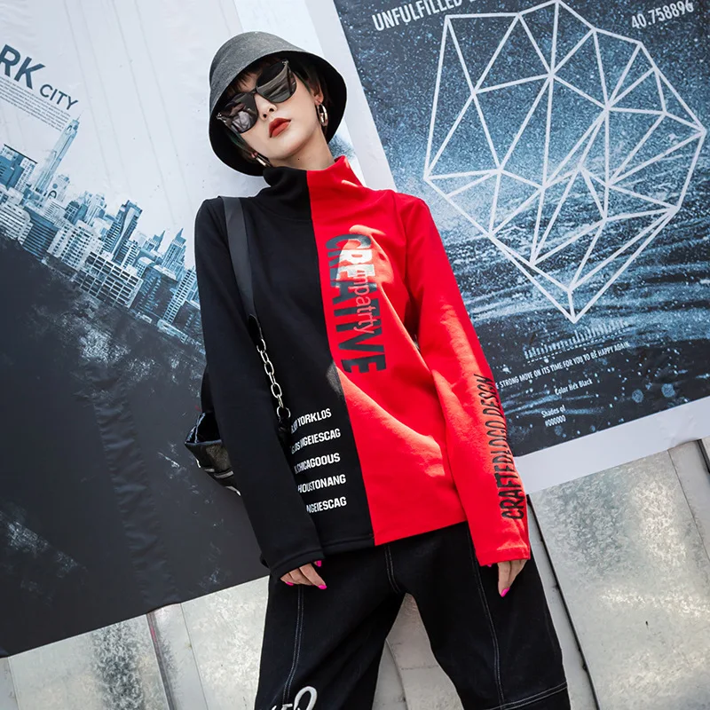 Max LuLu 2019 модные корейские зимние женские футболки в стиле панк водолазки с