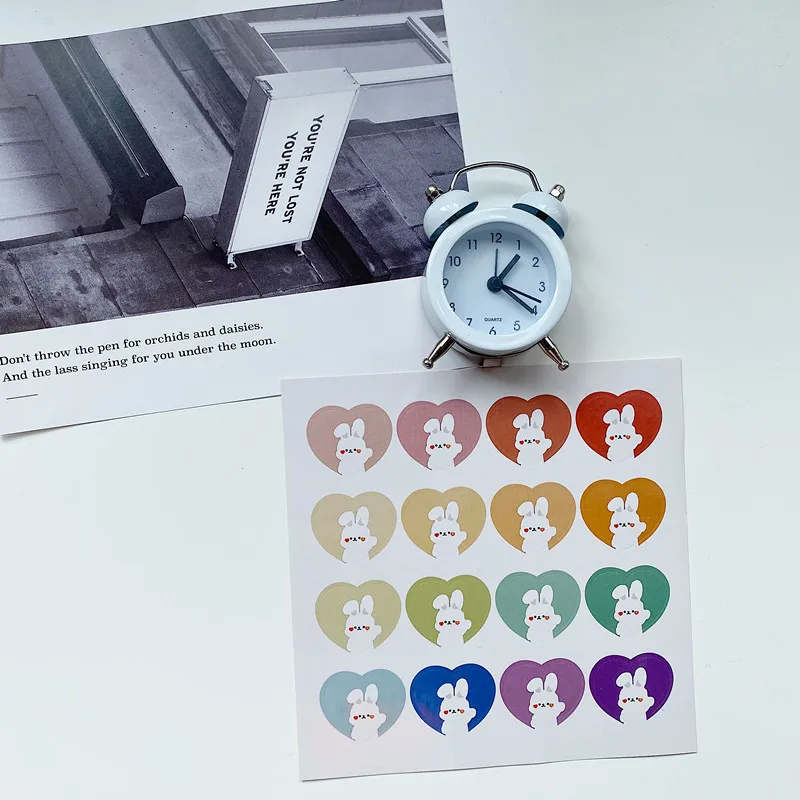 Милые Мультяшные наклейки Ins в форме кролика медведя любовь форма градиент цвета